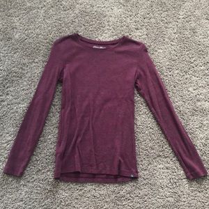 Burgundy and grey long sleeve shirt